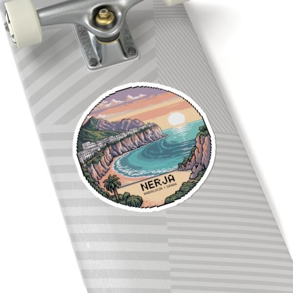 Nerja Spain Sticker - Pixel Art Mediterranean Sunset | Retro 8-Bit Coastal Design of Andalucía | Travel Vinyl Decal for Laptop & Bottle