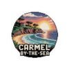 Carmel-by-the-Sea Sticker - Pixel Art Sunset Cliff and Ocean Waves Design - Retro California Coastal Travel Souvenir Vinyl Decal