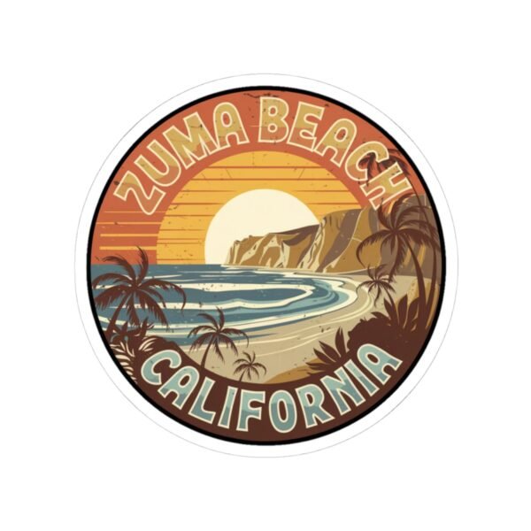 Zuma Beach Retro Sunset Sticker - California Vintage Surf Vibes Decal