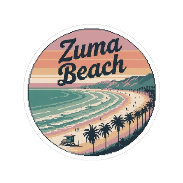 Zuma Beach Pixel Art Sticker - Retro California Coastline Vibes