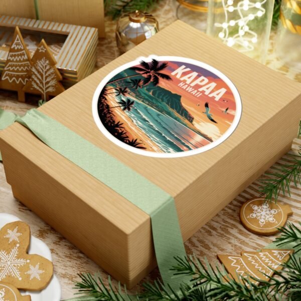 14268590114468678232_1200.jpeg Kapaa Hawaii Sticker - Vibrant Sunset Beach Art with Nounou Mountain & Coconut Coast - Tropical Travel Souvenir and Coastal Decor