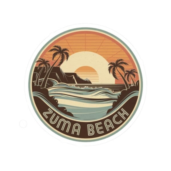 Retro Zuma Beach California Sticker - Vintage Sunset Coastal Art for Surf Lovers