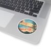 Tampa Florida Sticker - Retro Sunset Beach Design with Palm Trees, Pier and Ocean Waves - Vintage Coastal Travel Souvenir