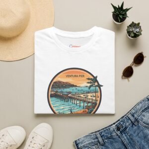 Ventura, California | Aerial view drawing of Ventura Pier - Unisex Softstyle T-Shirt
