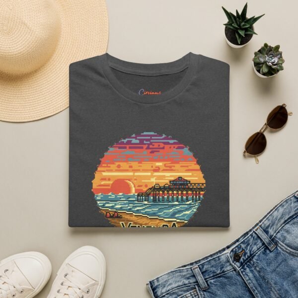 Embrace the Horizon: Pixel Art Ventura Pier Sunset - Unisex Softstyle T-Shirt