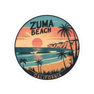 Zuma Beach California Sunset Sticker - Retro Coastal Vibes for Surf Lovers