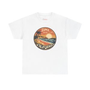Zuma Beach California Tee - Retro Sunset Vibes | Unisex Softstyle T-Shirt, Surf Graphic Shirt, Coastal California Shirt, 80s Aesthetic Top