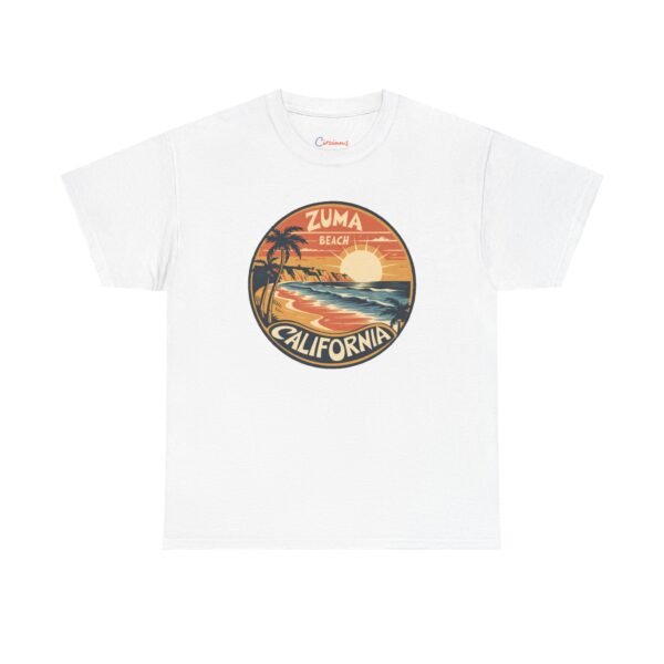 Zuma Beach California Tee - Retro Sunset Vibes | Unisex Softstyle T-Shirt, Surf Graphic Shirt, Coastal California Shirt, 80s Aesthetic Top