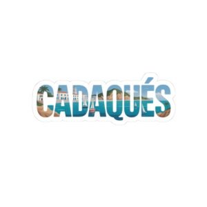 Cadaqués España Round Vinyl Sticker - Coastal Village Design, Whitewashed Architecture & Harbor Scene - Travel Gift and Laptop Decor