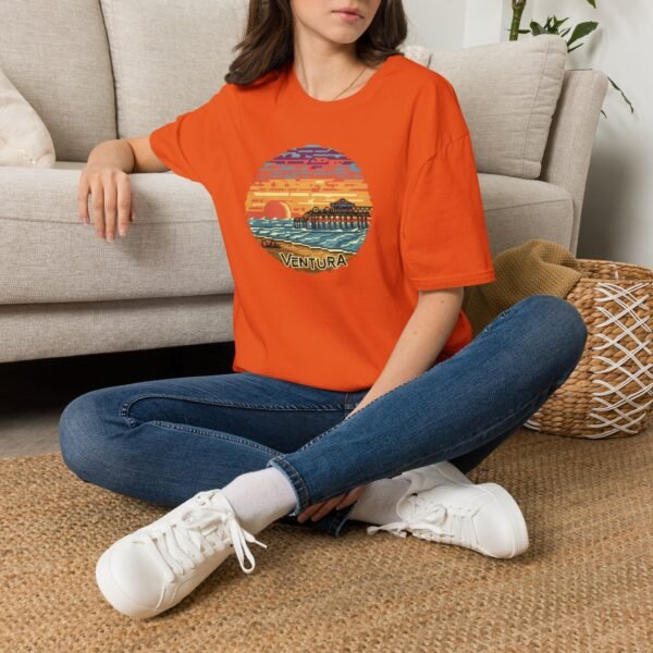 Embrace the Horizon: Pixel Art Ventura Pier Sunset - Unisex Softstyle T-Shirt