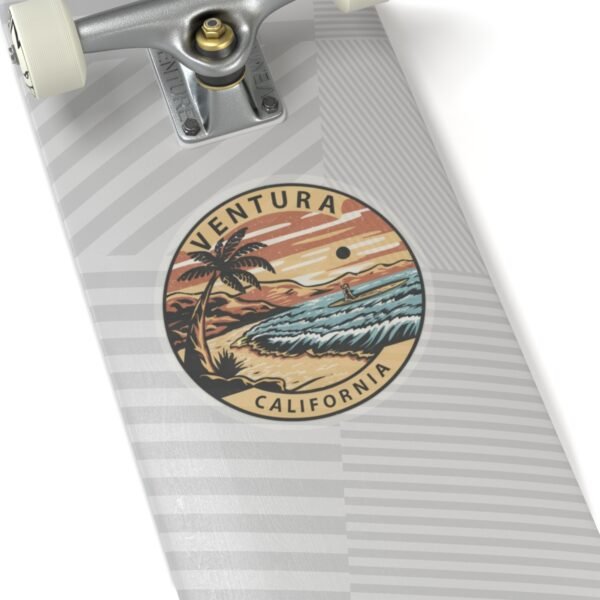 Kiss-Cut Stickers - Ventura, California Surfing Eclipse, Coastal Sticker, Ocean Decal, Beach Lover Gift, Laptop Sticker, Water Bottle Decal