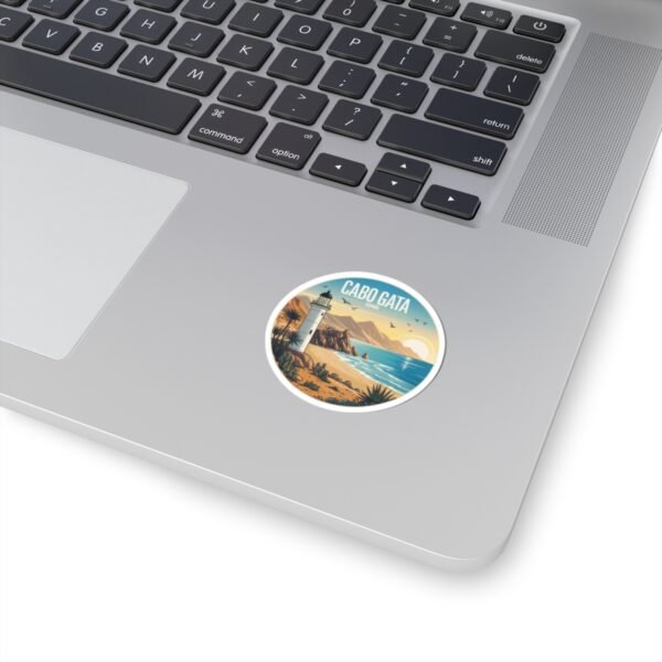 Cabo de Gata Spain Sticker - Retro Lighthouse Coastal Decal, Vintage Mediterranean Sunset Art, Spanish Travel Souvenir Gift