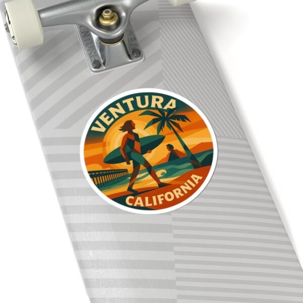 14724654241870689940_1200.jpeg Ventura California Surf Sunset Sticker - Retro Round Beach Decal, Artistic Coastal Vibes, Waterproof Vinyl for Laptops and Bottles