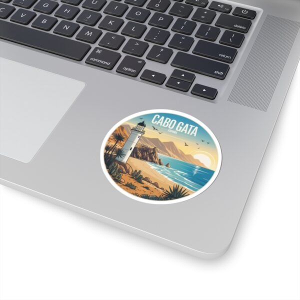 Cabo de Gata Spain Sticker - Retro Lighthouse Coastal Decal, Vintage Mediterranean Sunset Art, Spanish Travel Souvenir Gift
