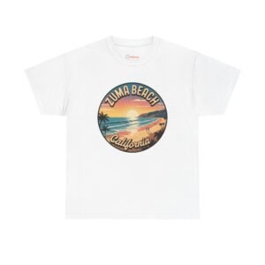 Zuma Beach California T-Shirt - Retro Sunset Malibu Shirt with Coastal Art | Vintage California Beach Tee for Travel Lovers