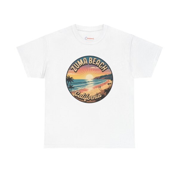 Zuma Beach California T-Shirt - Retro Sunset Malibu Shirt with Coastal Art | Vintage California Beach Tee for Travel Lovers