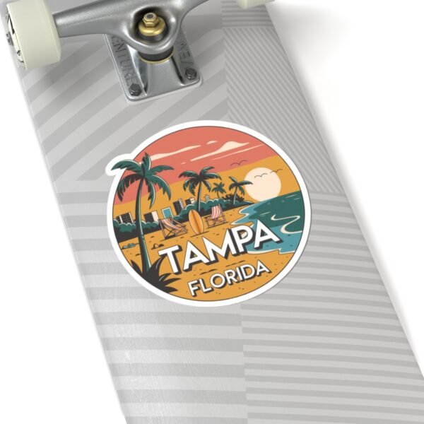 Tampa Florida Sticker, Retro Beach Sunset Decal, Surf & Palm Trees, Travel Souvenir, Coastal Laptop Sticker, Hippie Van Decor, Vacation Gift