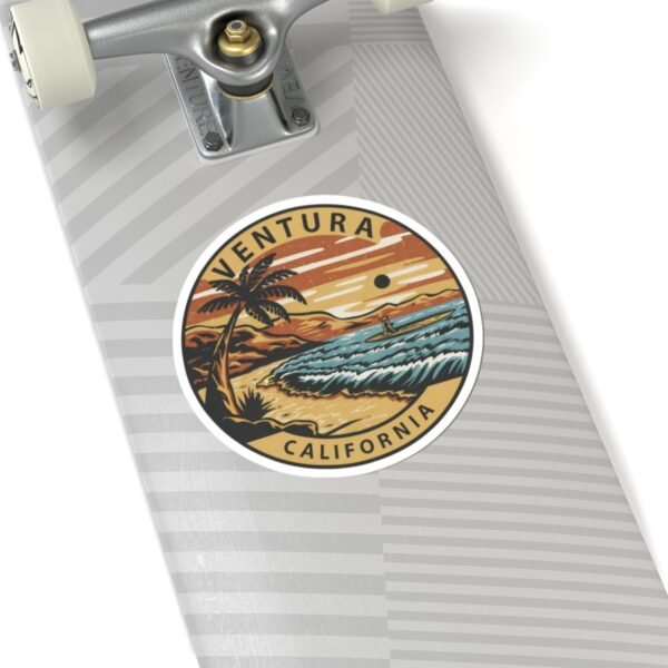 Kiss-Cut Stickers - Ventura, California Surfing Eclipse, Coastal Sticker, Ocean Decal, Beach Lover Gift, Laptop Sticker, Water Bottle Decal