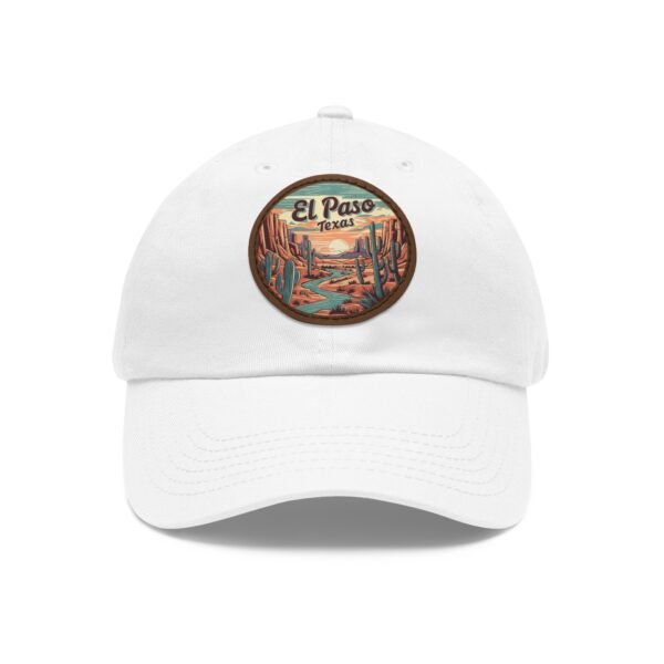 El Paso Texas Hat - Leather Patch Baseball Cap with Desert Cactus & Mountains, Retro Travel Dad Hat, City Vibes Apparel Souvenir
