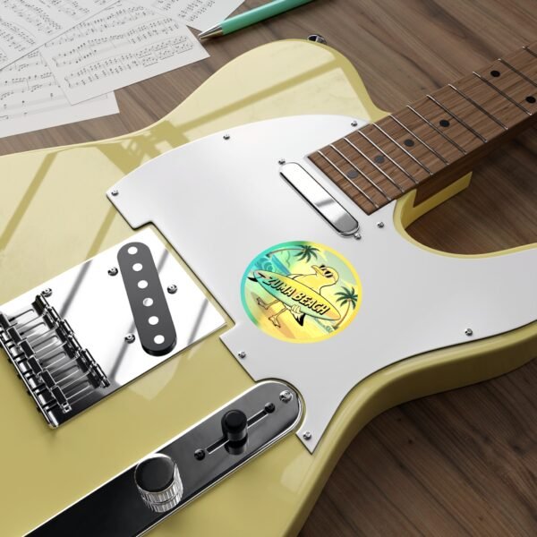 Zuma Beach Holographic Sticker - Cool Seagull Surfboard, Retro Summer Vibes, California Coastal Decor, Laptop & Water Bottle Vinyl Decal