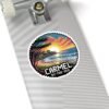 Carmel-by-the-Sea Sticker - Pixel Art Sunset Ocean Waves and Cliffside Design - Retro 8-Bit California Coastal Travel Souvenir Decal