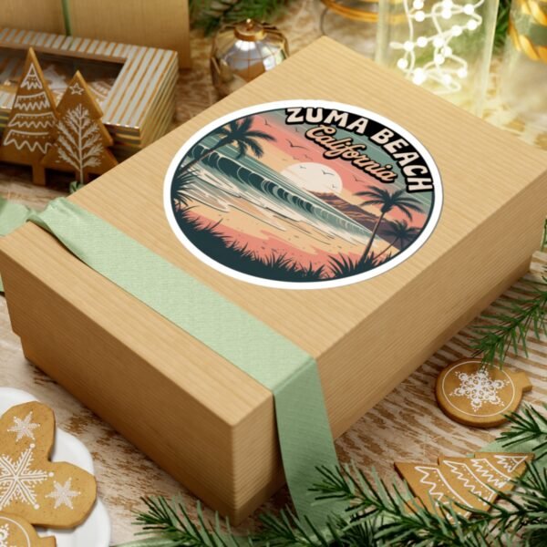 Zuma Beach California Sticker - Retro Sunset Coastal Art for Laptops, Water Bottles & Vans | Pacific Vibes Collection
