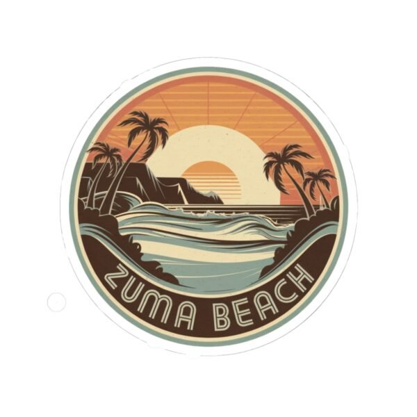 Retro Zuma Beach California Sticker - Vintage Sunset Coastal Art for Surf Lovers