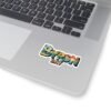 Byron Bay Australia Sticker - Retro Coastal Surf Design with Sunset, Lighthouse, Palm Trees, Ocean Waves & Dolphin - Travel Souvenir Art