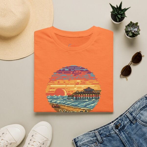 Embrace the Horizon: Pixel Art Ventura Pier Sunset - Unisex Softstyle T-Shirt