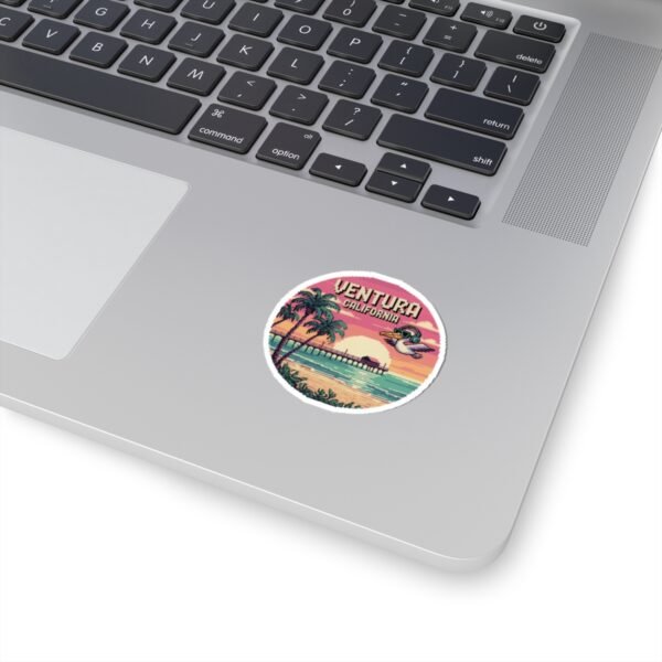 14978802486466126101_1200.jpeg Ventura California Sticker - Retro Pixel Art Sunset with Pier and Pelican, Beach Vibes Coastal Aesthetic Travel Design