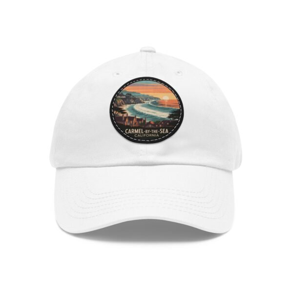 Carmel by the Sea Hat - Retro Coastal Leather Patch Cap, California Ocean Sunset Design, Vintage Travel Souvenir Beach Town Gift