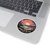 14996706455463554980_1200.jpeg Carmel-by-the-Sea California Sticker - Retro Sunset Coastal Art, Vintage Round Ocean View with Cottages & Cypress Trees, Travel Souvenir