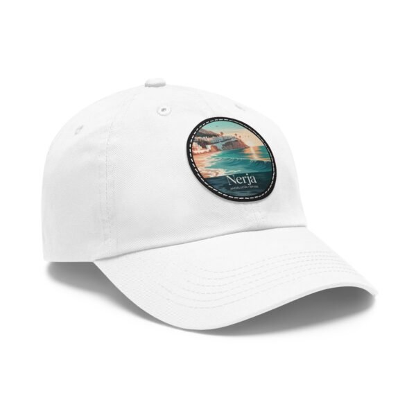 15125117309598009063_2048.jpeg Nerja Spain Hat - Coastal Sunset Leather Patch Cap | Andalucía Beachwear Gift for Travelers, Surfers & Dreamers