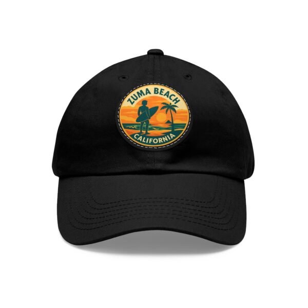 Zuma Beach California Hat - Leather Patch Sunset Surf Cap with Palm Tree, Retro Coastal Baseball Dad Hat, City Vibes Travel Souvenir