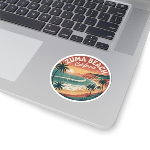 Zuma Beach California Retro Sunset Sticker - Vibrant Coastal Design for Beach Lovers & Surfers