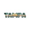 Tampa Pixel Art Sticker - Retro Gaming Coastal Design with Dolphins, Palm Trees, Sunset and Skyline - Florida Souvenir Decal