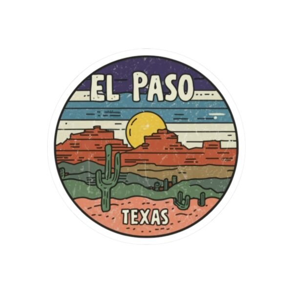 Desert Landscape Stickers, Southwest Cactus Decals, El Paso Texas Vinyl Stickers, Travel Adventure Souvenirs, USA State City Kiss-Cut Decor