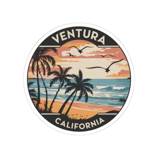 15170953112370218026_1200.jpeg Ventura California Sticker - Retro Coastal Beach Sunset Design, Ocean Wave Aesthetic Vinyl Decal, Surf Town Travel Gift