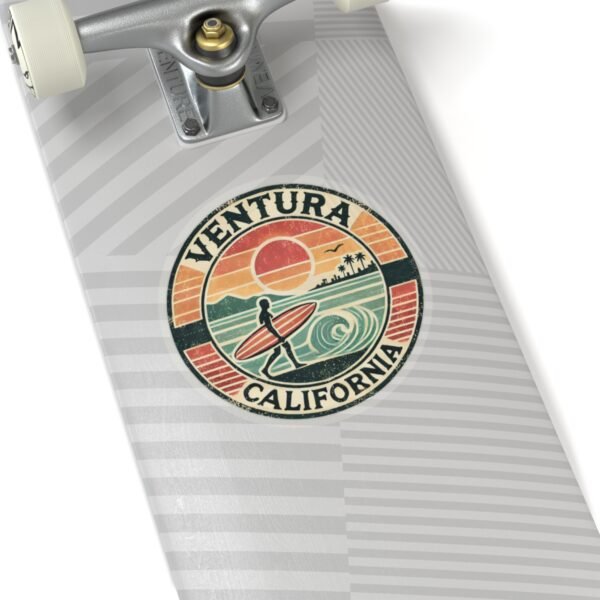 Vintage Surfing Kiss-Cut Stickers - Retro Ventura, California Design, Retro Surf Stickers, Beach Lover Gift, Travel Sticker, Scrapbook