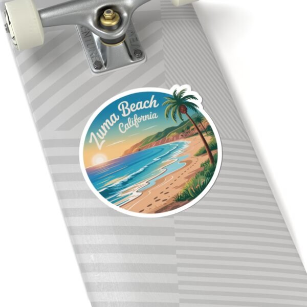 Zuma Beach California Sticker - Retro Sunset Beach Vinyl Decal, Coastal Aesthetic Travel Gift, Malibu Surf Vibes Decor