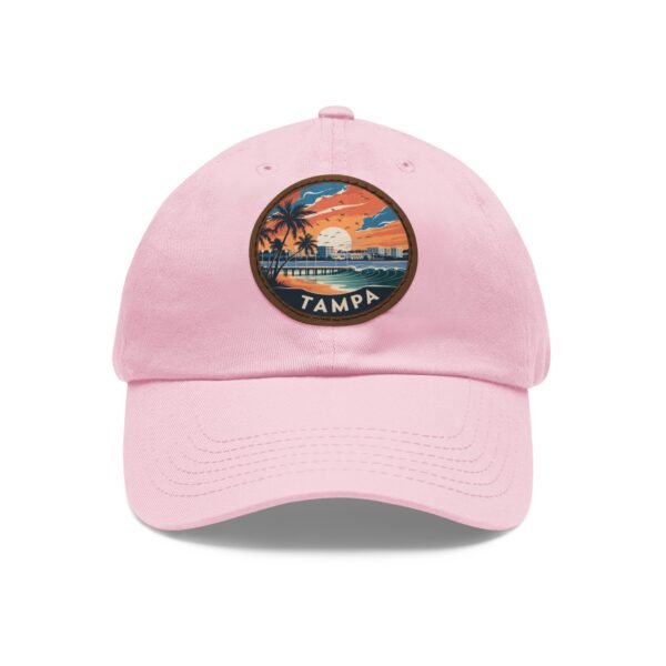 Tampa Florida Hat - Premium Dad Cap with PU Leather Patch, Coastal Sunset Design, Retro Travel Souvenir & Beach Gift