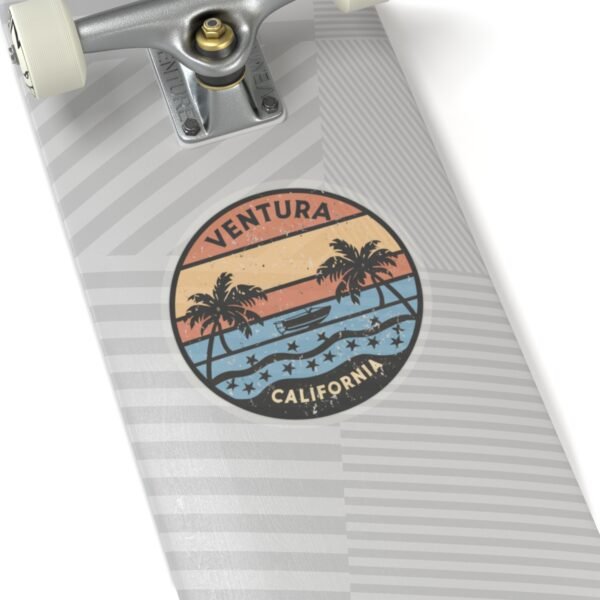 Ventura California Sticker - Retro Sunset Beach Decal with Palm Trees, Vintage Coastal Travel Souvenir, Surf Vibes Art