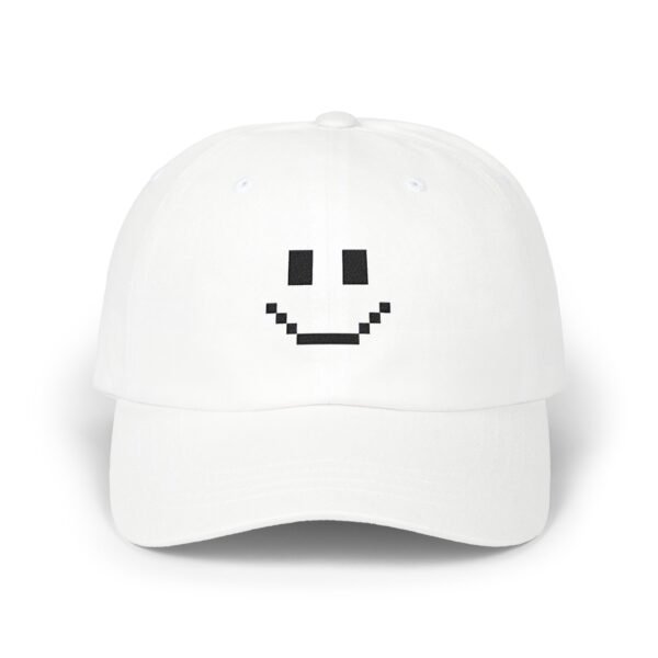 Pixel Smiley Face Embroidered Hat - Retro 8-Bit Minimalist Dad Cap, Gaming Aesthetic Streetwear, Fun Pixel Art Gift