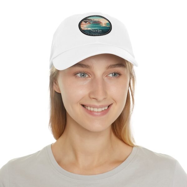15615484888620250907_2048.jpeg Nerja Spain Hat - Coastal Sunset Leather Patch Cap | Andalucía Beachwear Gift for Travelers, Surfers & Dreamers