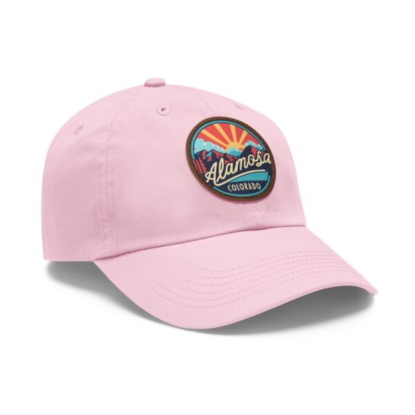 15718791946210562393_2048.jpeg Alamosa Colorado Hat - Retro Sunset Leather Patch Dad Cap, Great Sand Dunes Mountains Souvenir, Outdoor Adventure Headwear