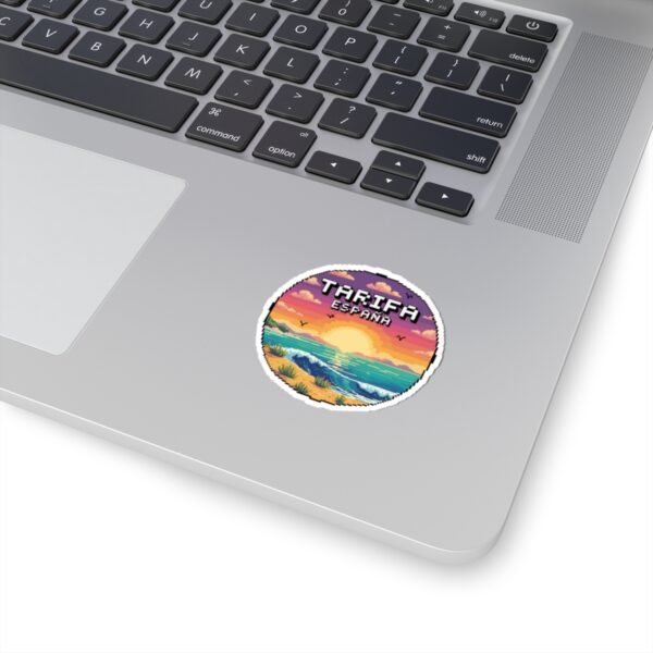 15723772205493137825_1200.jpeg Tarifa España Sticker - Pixel Art Sunset Coastal Beach Design, Retro Travel Badge Vinyl Decal for Laptop, Water Bottle