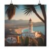 Cabo de Gata Spain Poster - Mediterranean Coastal Wall Art, Sunset Lighthouse Print, Travel Home Decor, Andalusia Beach Illustration