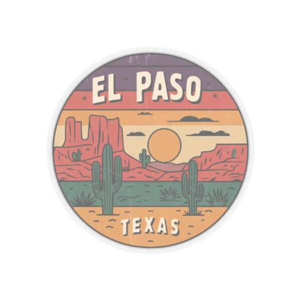 Desert Adventure Retro Design Kiss-Cut Stickers, El Paso Texas Sticker, Travel Decal, Wanderlust Camping Sticker, Southwest Desert Sticker