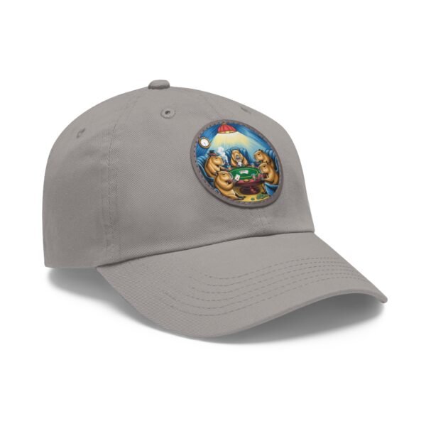 Capybara Poker Hat - PU Leather Patch Funny Animal Baseball Cap, Art Parody Gift