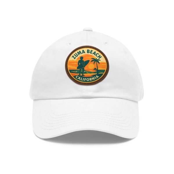 Zuma Beach California Hat - Leather Patch Sunset Surf Cap with Palm Tree, Retro Coastal Baseball Dad Hat, City Vibes Travel Souvenir
